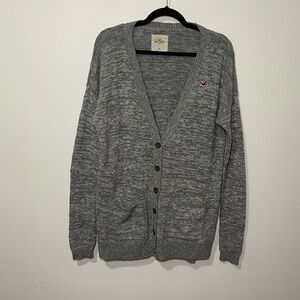 Hollister women’s grey Y2K long long sleeve button up oversized cardigan in M